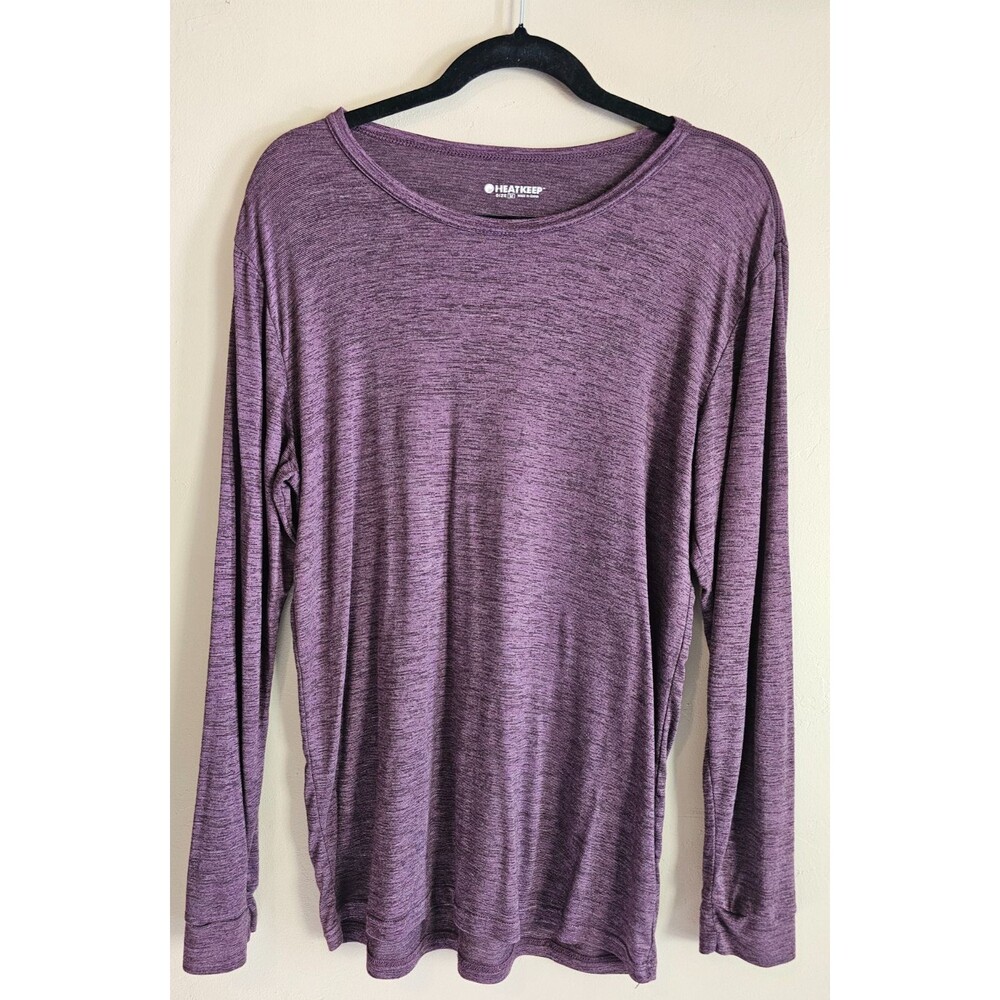 HeatKeep Men's Medium Midweight Base Layer Long Sleeve Crew Neck T-Shirt purple